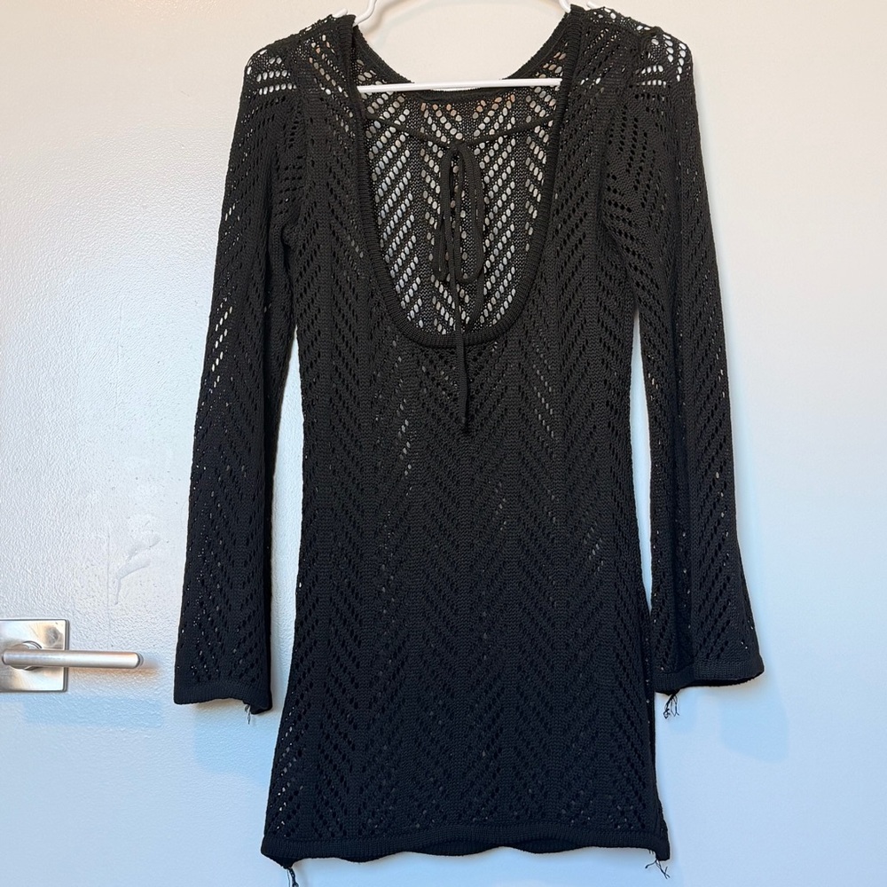 Black Crochet Cover Up